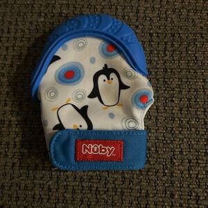 Nuby Blue Penguin Teething Mitten | Munch Mitt